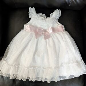 Laura Ashley White Dress with Pink Label Accent